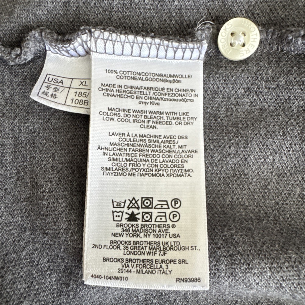 Brooks Brothers Performance Polo Original Fit Short Sleeve Gray Men's Size XL - Picture 8 of 8